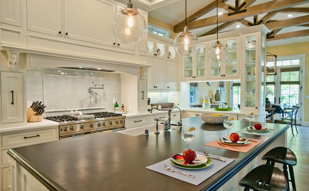 West Elm Emeryville for a Traditional Kitchen with a Farmhouse Sink and Brentwood Traditional 1 by P2 Design