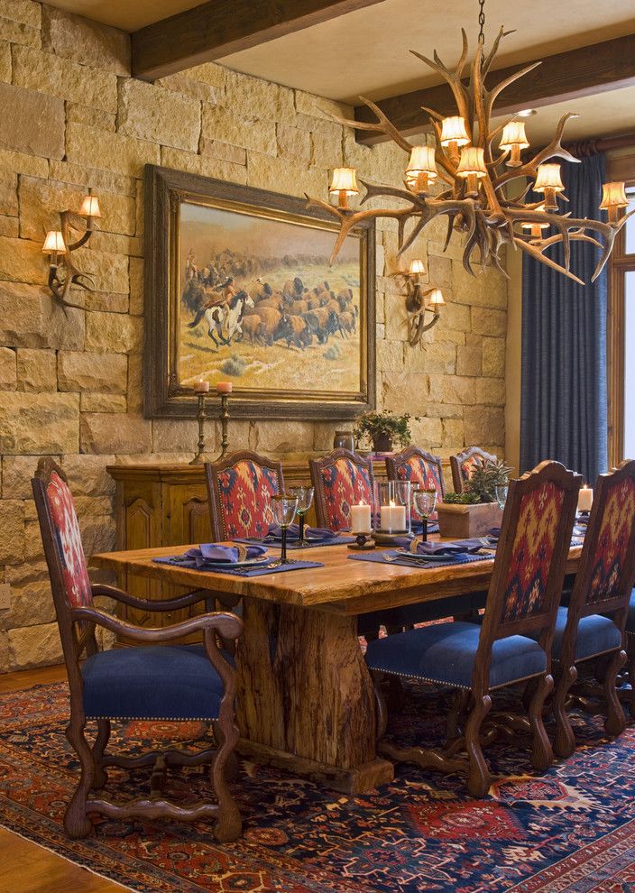 Westec for a Rustic Dining Room with a Oriental Rug and Dining Room 2 by Rick O'donnell Architect