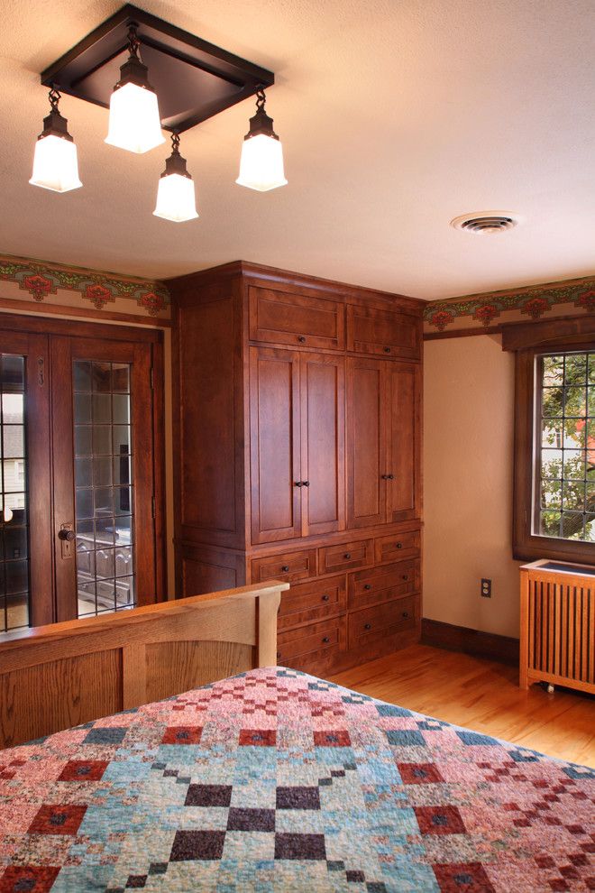 Westwind Homes for a Craftsman Bedroom with a Wood Window Valance and 1926 Elmslie Home Renovation by Westwind Woodworkers Inc.