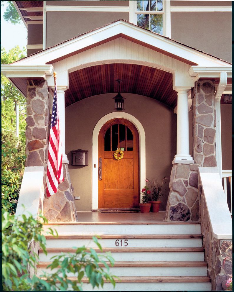 Westwind Homes for a Craftsman Entry with a Wood Front Door and Arts & Crafts Details by Morgante Wilson Architects