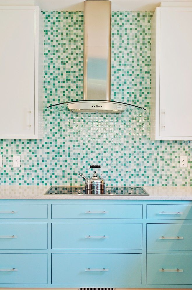 Whistling Kettle for a Contemporary Kitchen with a Blue Cabinets and Art Deco Influence by Dan Waibel Designer Builder
