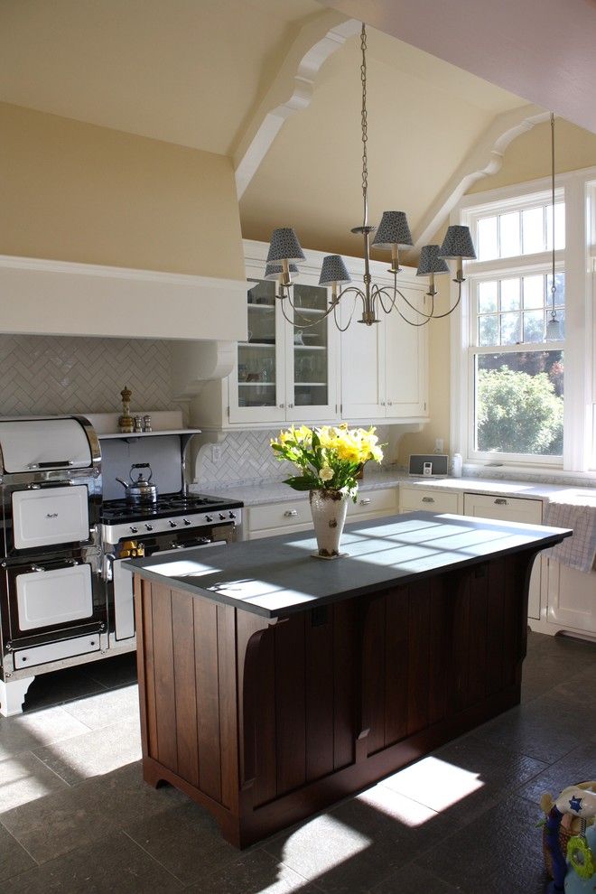 Whistling Kettle for a Industrial Kitchen with a Tile Floor and Kelly and Abramson Kitchens by Kelly and Abramson Architecture