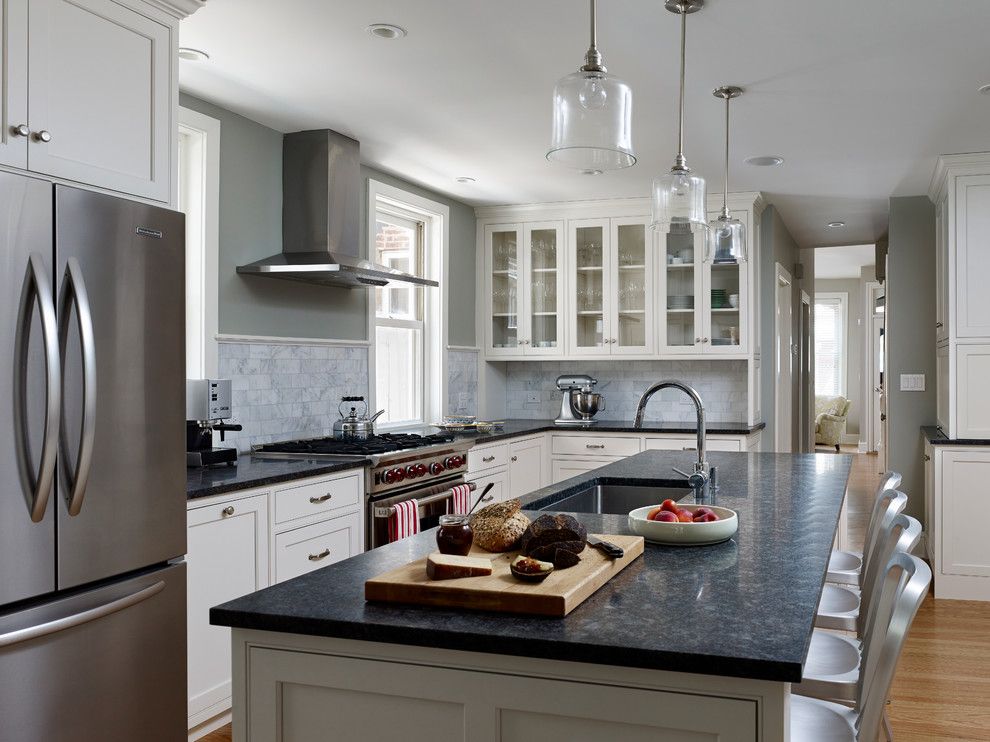 Whistling Kettle for a Traditional Kitchen with a Schoolhouse Electric Pendants and Fitler Square Renovation by Rasmussen / Su Architects