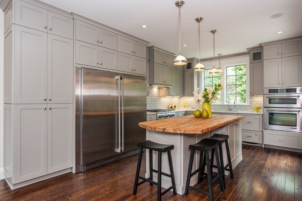 Wholesale Builders Supply for a Farmhouse Kitchen with a Light Gray Cabinets and Kitchen/dining Williamson Dr. by White Oak Custom Builders