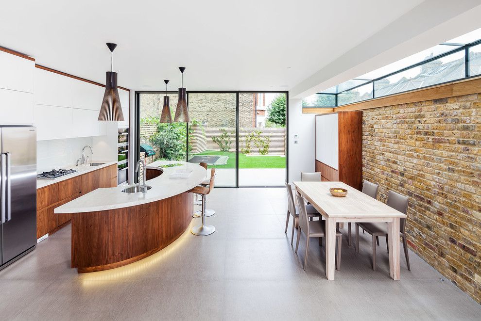 Williamsburgh Savings Bank for a Contemporary Kitchen with a Gray Floor Tile and Wandsworth Home Cinema by Inspired Dwellings