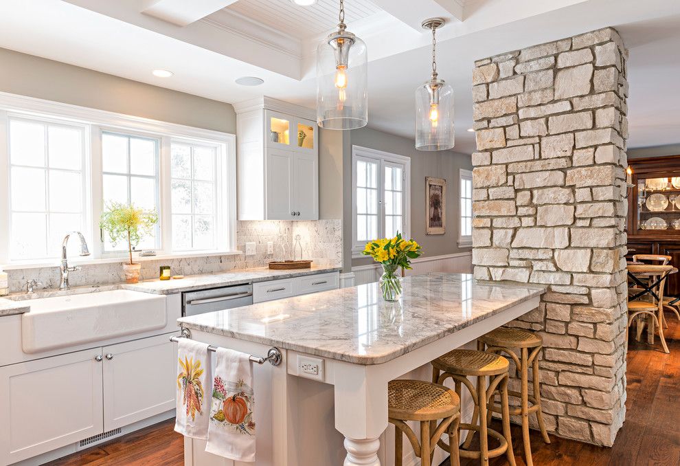 Williamsburgh Savings Bank for a Farmhouse Kitchen with a White Countertop and Chevy Chase by Sean Patrick Builders