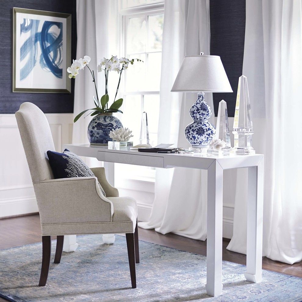 Willow Glen Library for a Traditional Home Office with a Blue Rug and Frontgate by Frontgate