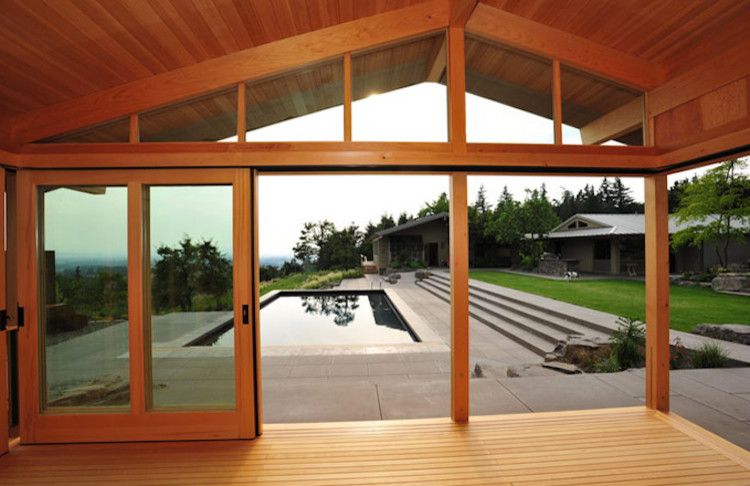Wilson Pool Portland for a Contemporary Pool with a Pool Room and Structures by Greenline Fine Ww