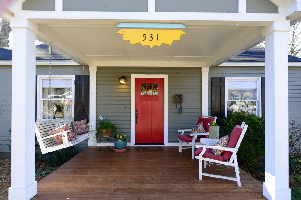 Window Depot Tucson for a Traditional Porch with a Wood Floor and Front Entry (After) by Round Here Renovations, Llc