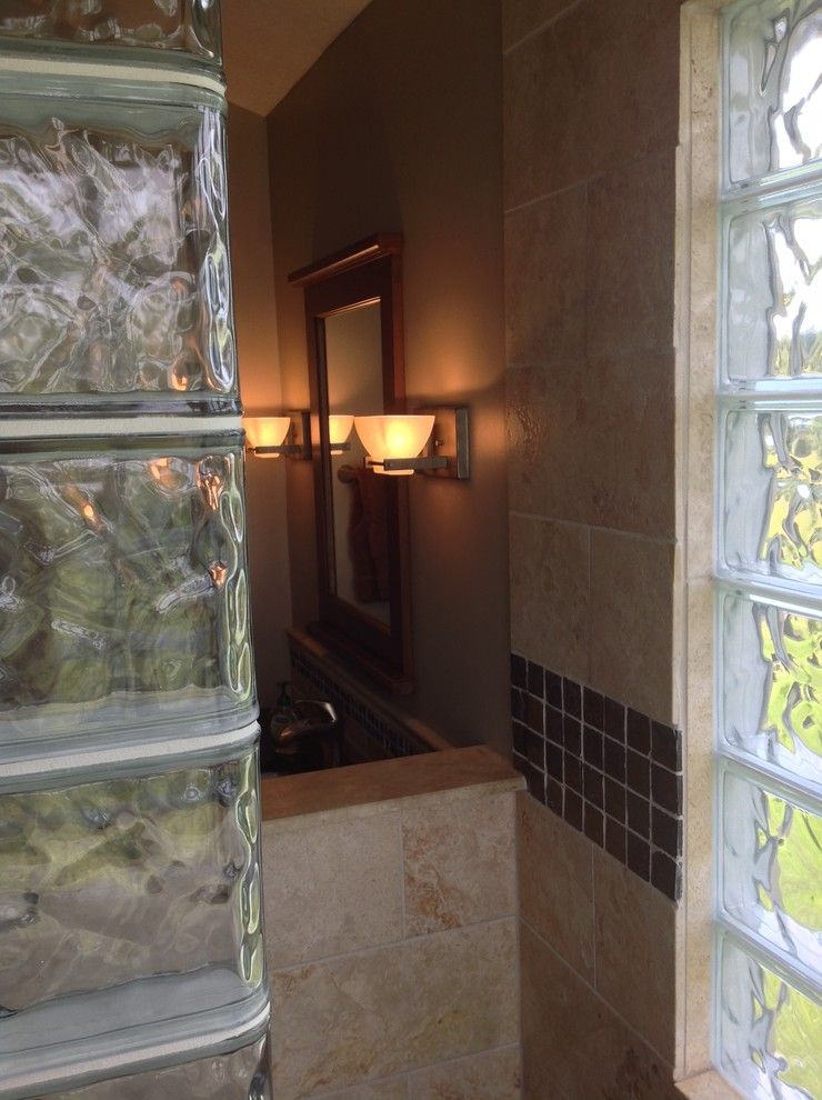 Window Tint Columbus Ohio for a Transitional Spaces with a Glass Block Shower and Glass Block Shower View Towards the Bathroom by Innovate Building Solutions