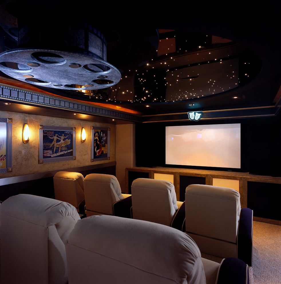 Winnetka Movie Theater for a Contemporary Home Theater with a High Gloss Ceiling and 2513 Theater by H2 Systems Inc.
