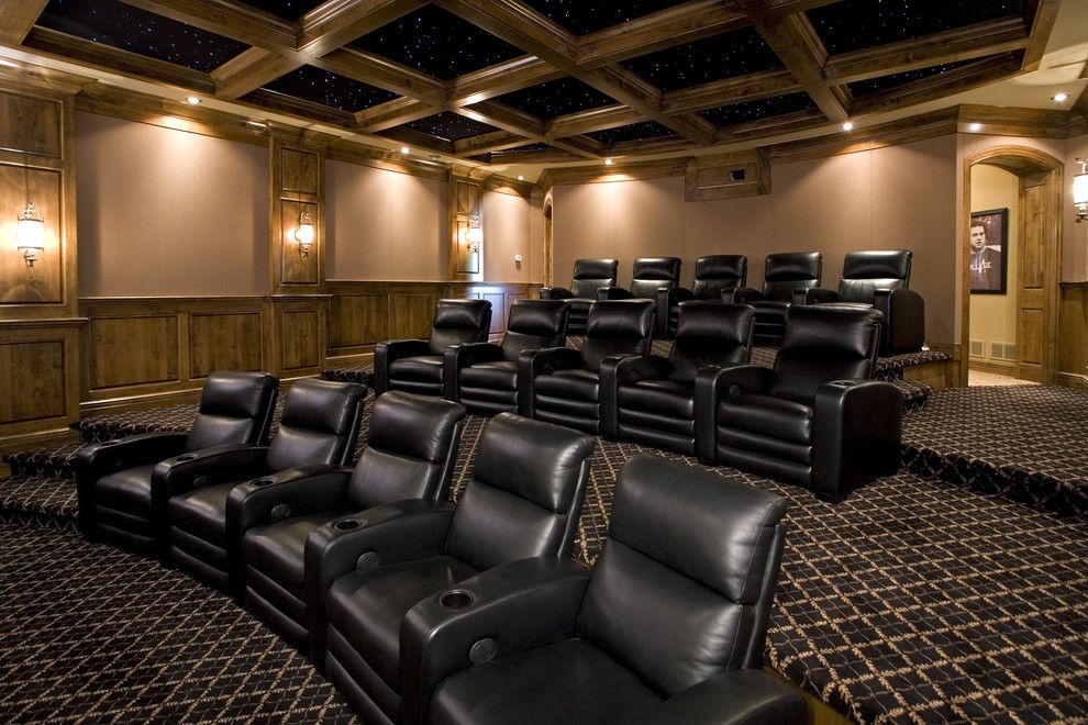 Winnetka Movie Theater for a Traditional Home Theater with a Alder Millwork and Movie Theater by John Kraemer & Sons