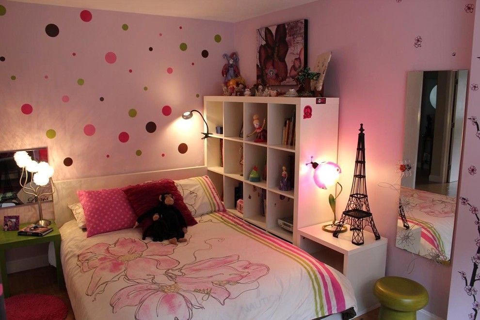 Winston Flowers Boston for a Eclectic Kids with a Eiffel Tower and Pink Bedroom with Polka Dots by Chic Redesign