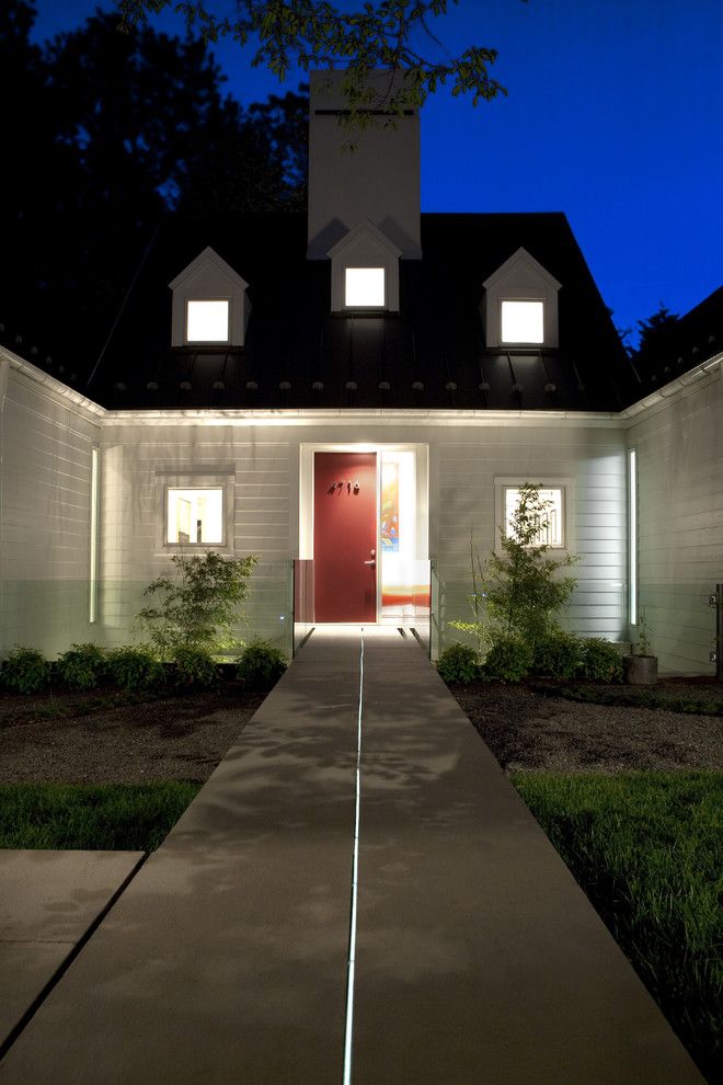 Woerner Turf for a Transitional Exterior with a House Numbers and House of Light: Chevy Chase, Maryland Home Inspired by Hugh Newell Jacobsen by Anthony Wilder Design/build, Inc.