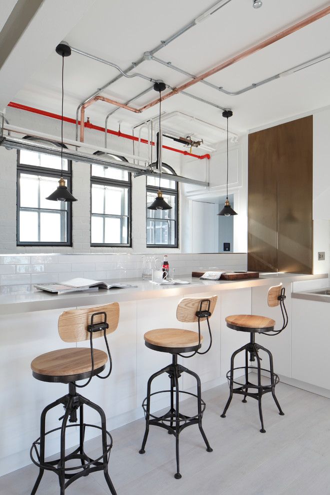 Wolseley Industrial Group for a Industrial Kitchen with a Bronze Tinted Stainless Steet Cabinet and Apartment, Soho by Fine Edge Designs