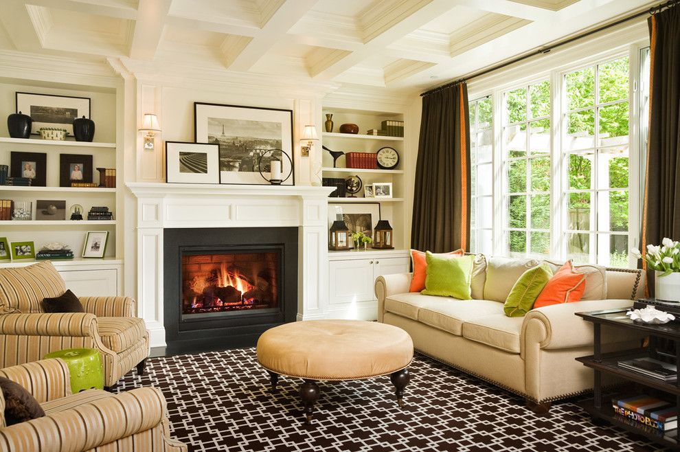 Zack White Leather for a Traditional Living Room with a Black and White Rug and Medina by Gr Home/graciela Rutkowski Interiors