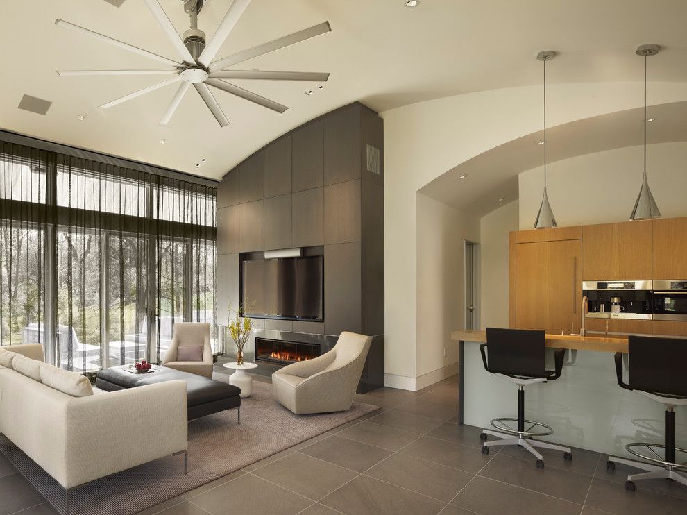 Zanos for a Contemporary Living Room with a Modern Ceiling Fan and Guest House by Neely Architecture