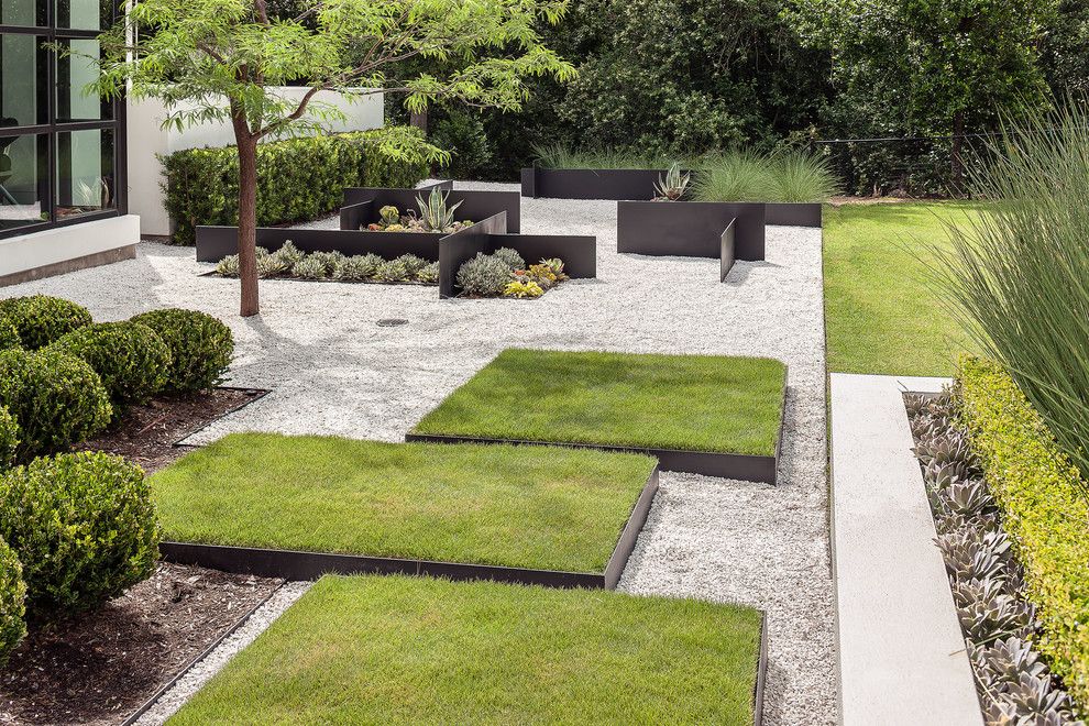 Zeon Zoysia for a Modern Landscape with a Steel Walls and Modern Landscaping by Exterior Worlds Landscaping & Design