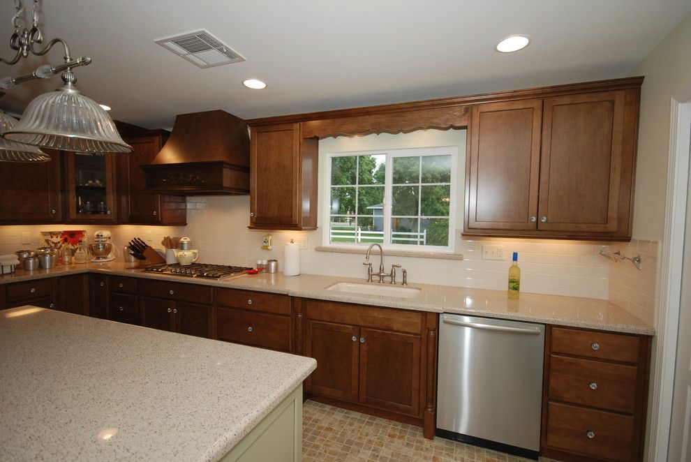 Zodiaq Countertops for a Traditional Kitchen with a Quartz and Cognac and Willow with Savory by Blue River Cabinetry