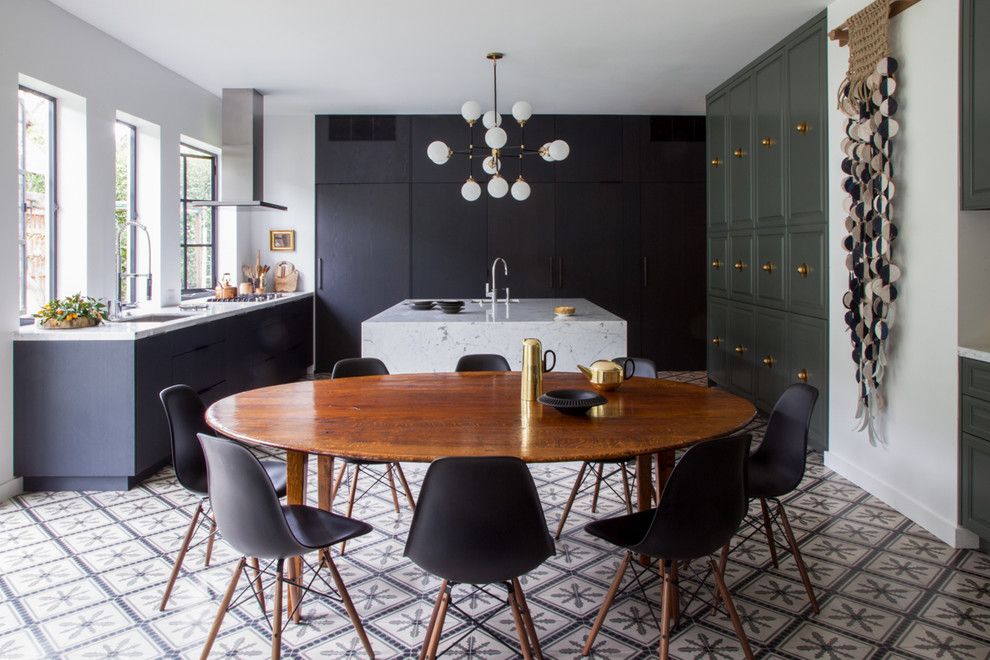 Kitchen and Dining Room Tables for a Contemporary Dining Room Dining Photos with a 7x12 Bathroom Plans Contemporary and Brentwood Remodel by Studio Hus